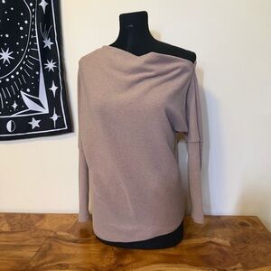 ASTR The Label Sweater Womens XS Tan Off Shoulder Pullover Stretch Knit Top